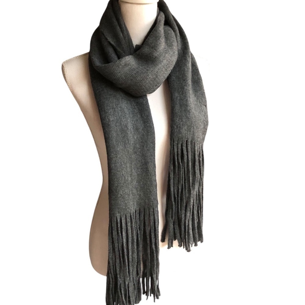 Lucky Brand Fringe Scarf Gray Soft Cozy